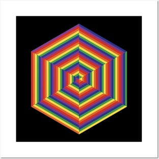 Split Rainbow Hex Posters and Art